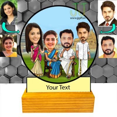 Traditional tamil family caricature