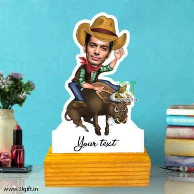 Bull riding caricature 2