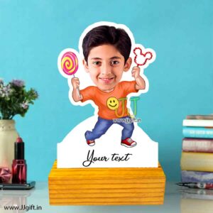 Kid with candy caricature