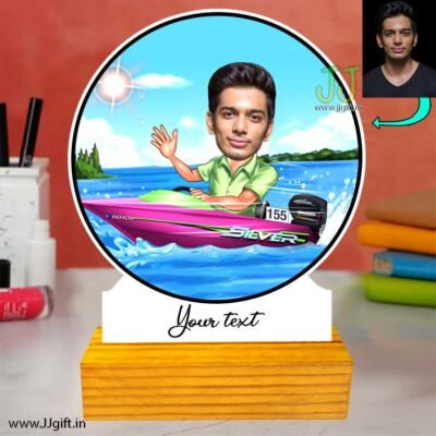 Speed boat drive caricature 1