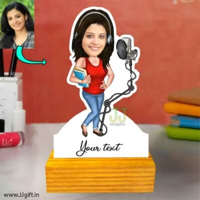 Voice over lady artist caricature