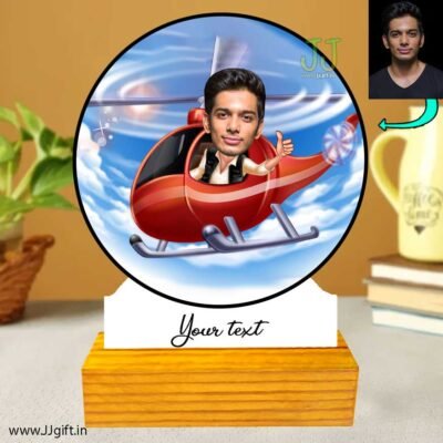 Flying helicopter caricature