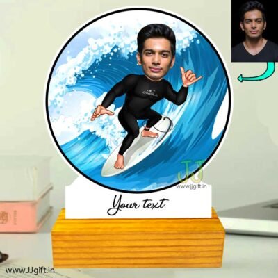 Surf riding caricature