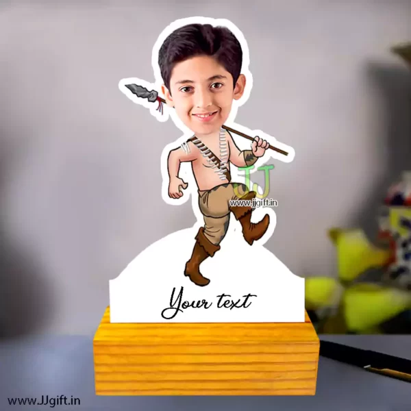 Boy with bhala caricature