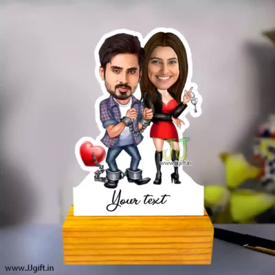 Love locked couple caricature