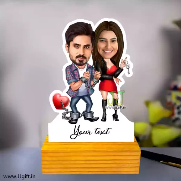 Love locked couple caricature