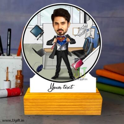 Multi tasker man caricature