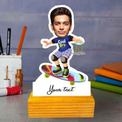 Scanting boy caricature