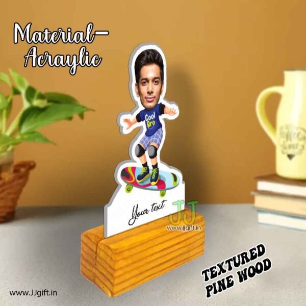 Scanting boy caricature