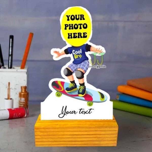 Scanting boy caricature