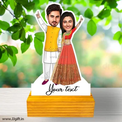 Couple in traditional dress caricature