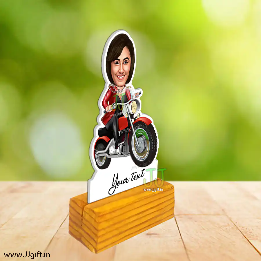 Girl on motorcycle caricature buy online