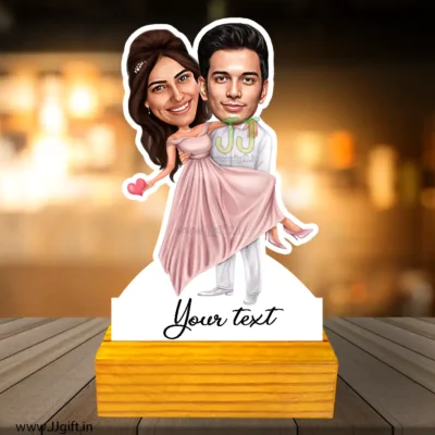 Man carrying women couple caricature 2