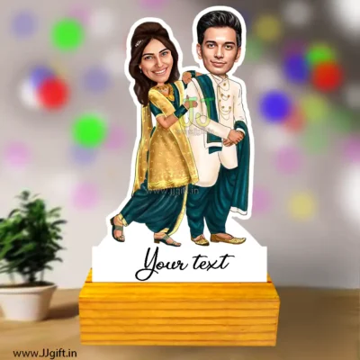 Nowly wedded couple caricature