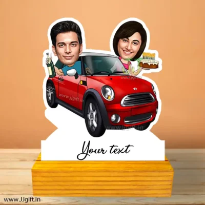 Celebration in car caricature