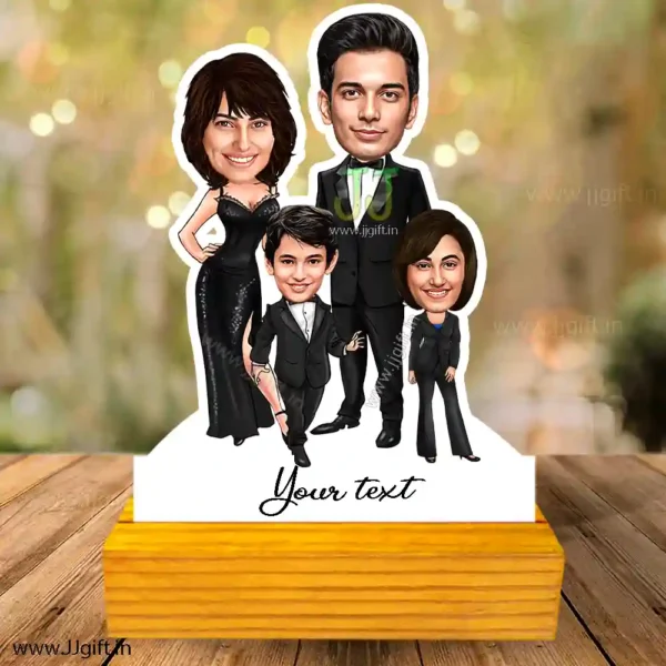 Celebrity family caricature of 4 member
