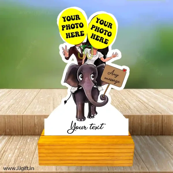 couple with elephant caricature
