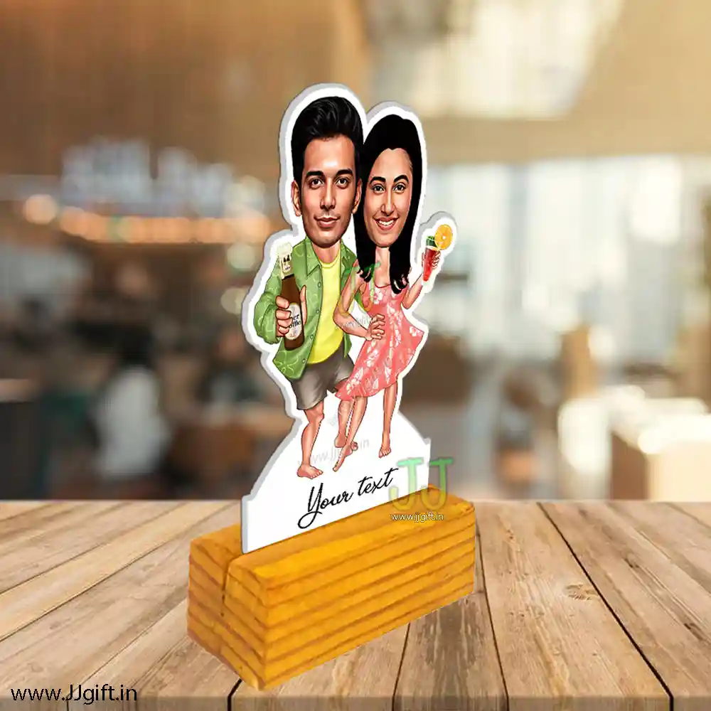 Couple on vacation caricature buy online