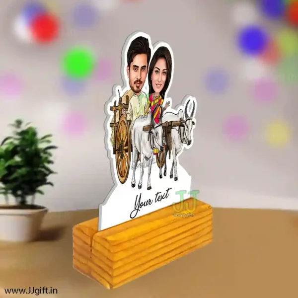 ride on bull couple caricature