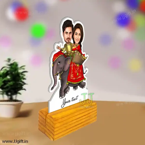 Ride on elephant couple caricature buy online