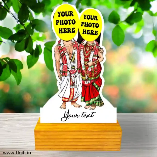 Personalized south Indian couple caricature