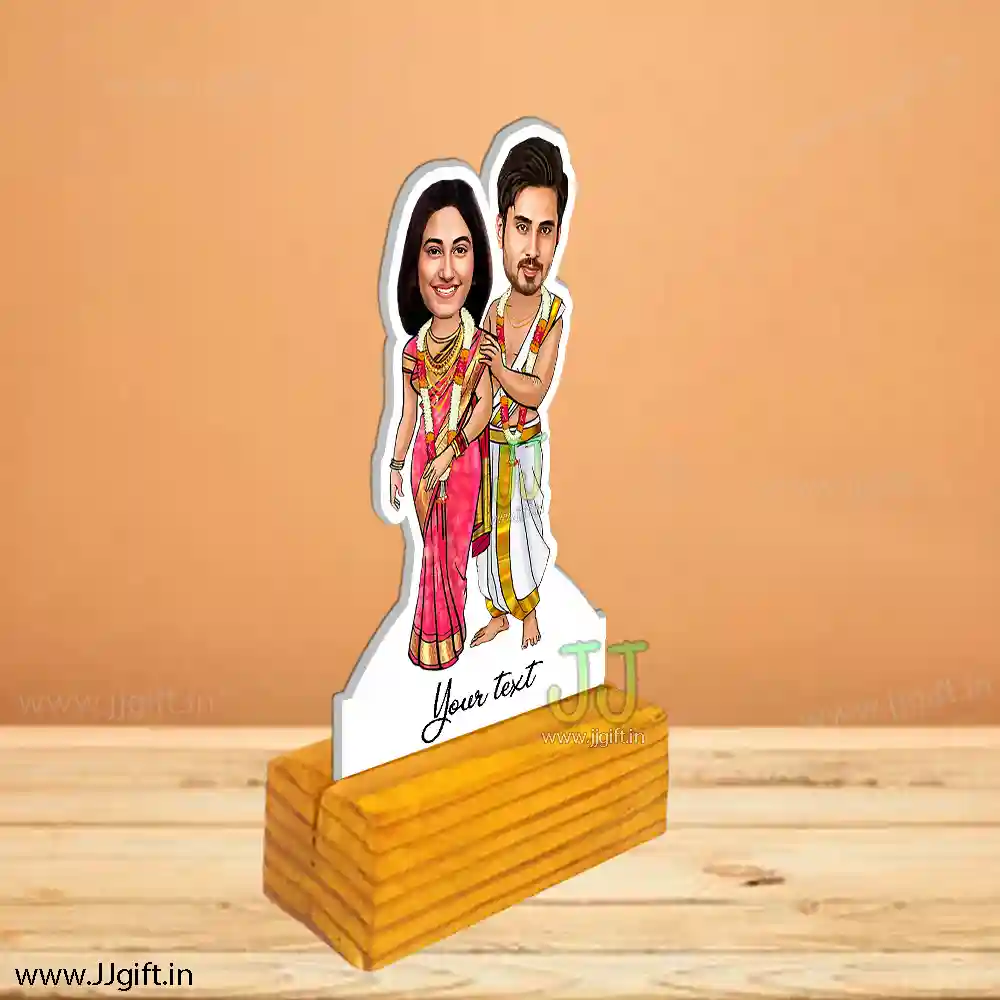 south Indian couple caricature by online
