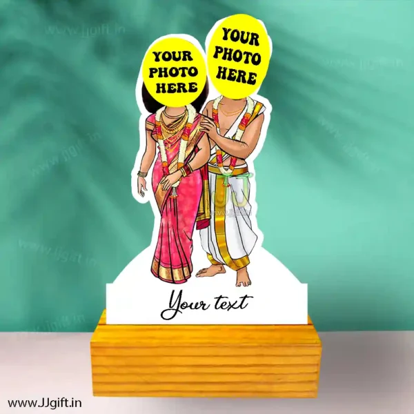 Personalized south Indian couple caricature