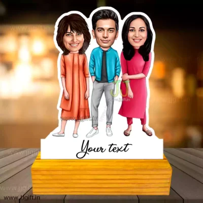 1 male and 2 female caricature gift
