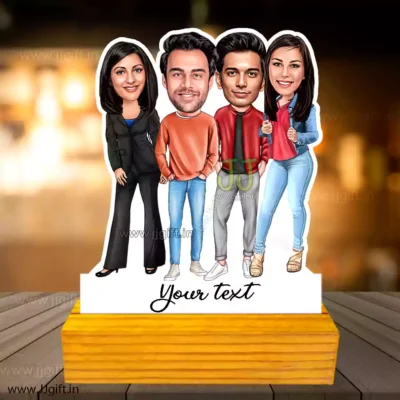 2 male 2 female friend caricature gift