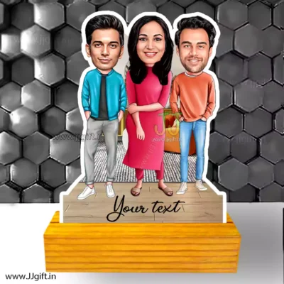 2 male and 1 female caricature