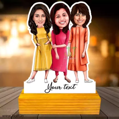 3 female friend caricature gift