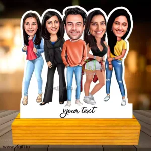 4 female and 1 male friend caricature gift