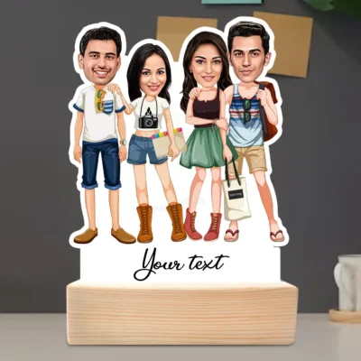 caricature gift for 4 best friends