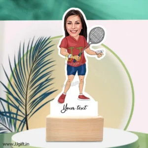 Badminton player caricature