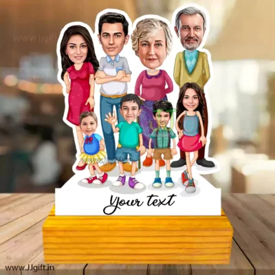 Family caricature of 8