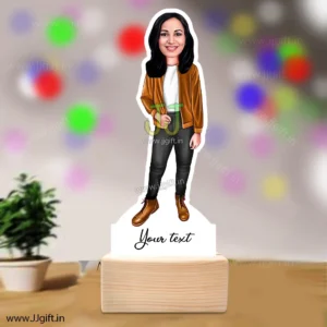 Girl in Jeans and jacket caricature