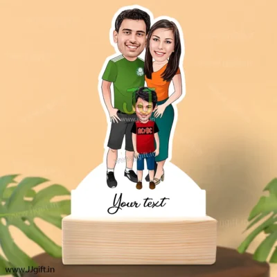 Mom dad and son caricature gift