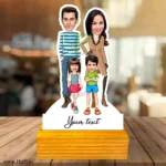 Mom dad with son and daughter caricature