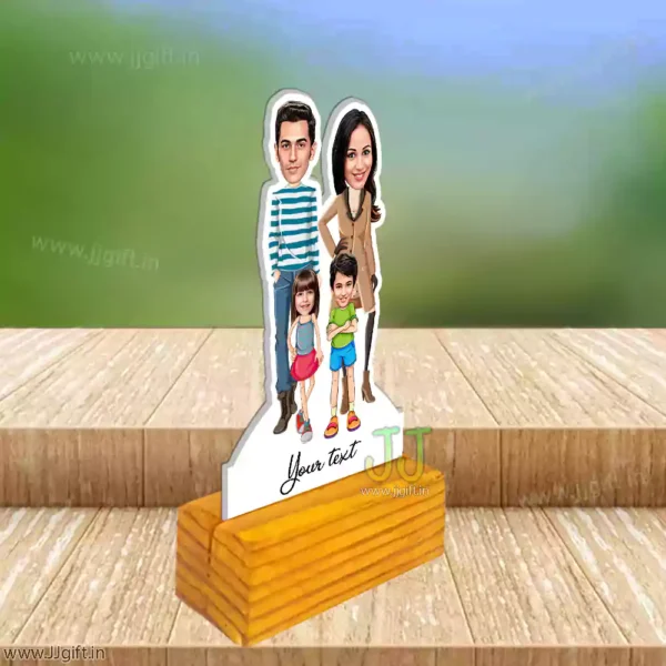 Mom dad with son and daughter caricature - Image 2