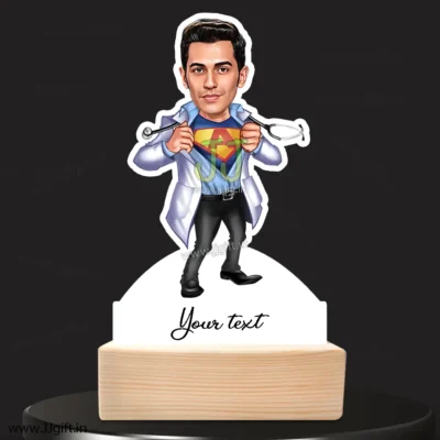 Superhero doctor caricature