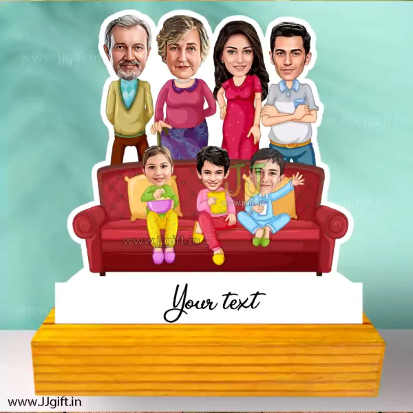 Family caricature of 7