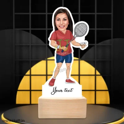 Badminton player caricature