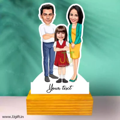 Mom, dad with daughter caricature