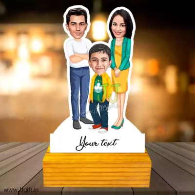 Mom, dad with son caricature