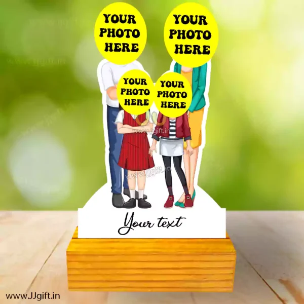 caricature gift for family with 2 child