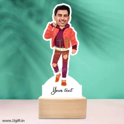 Stylish boy with jacket caricature