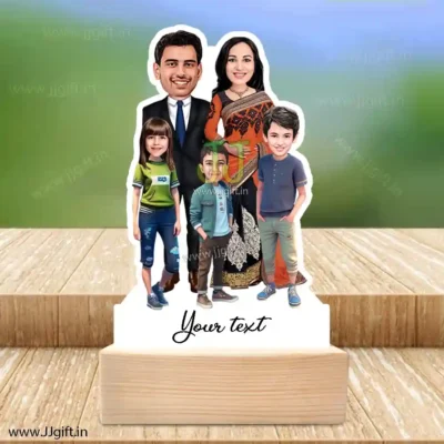 Couple with 2 Boy & 1 Girl caricature Gift