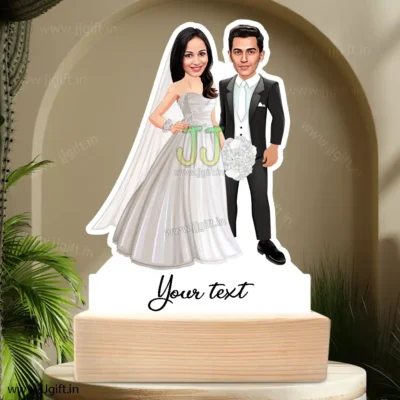 Caricature Gift for Christian wedding, personalized christian wedding Showpiece With Custom Text and Face