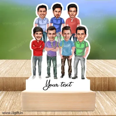 Best male friend group caricature gift for 7 person