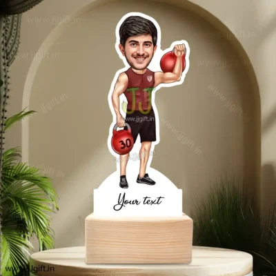 Fitness person with Kettlebell caricature